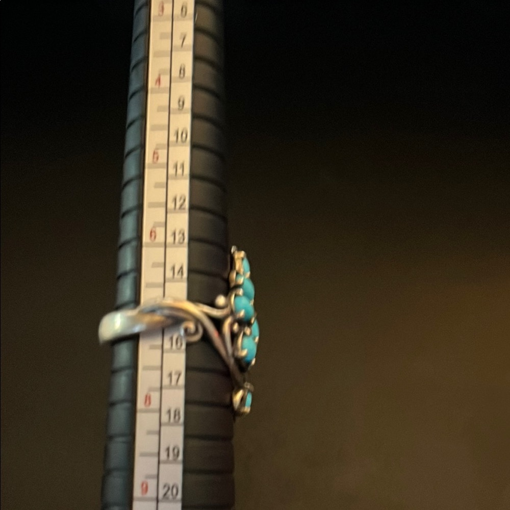 Turquoise Silver Statement Ring - image 2